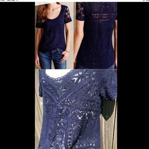 Anthropologie Meadow Rue blue lacy blouse